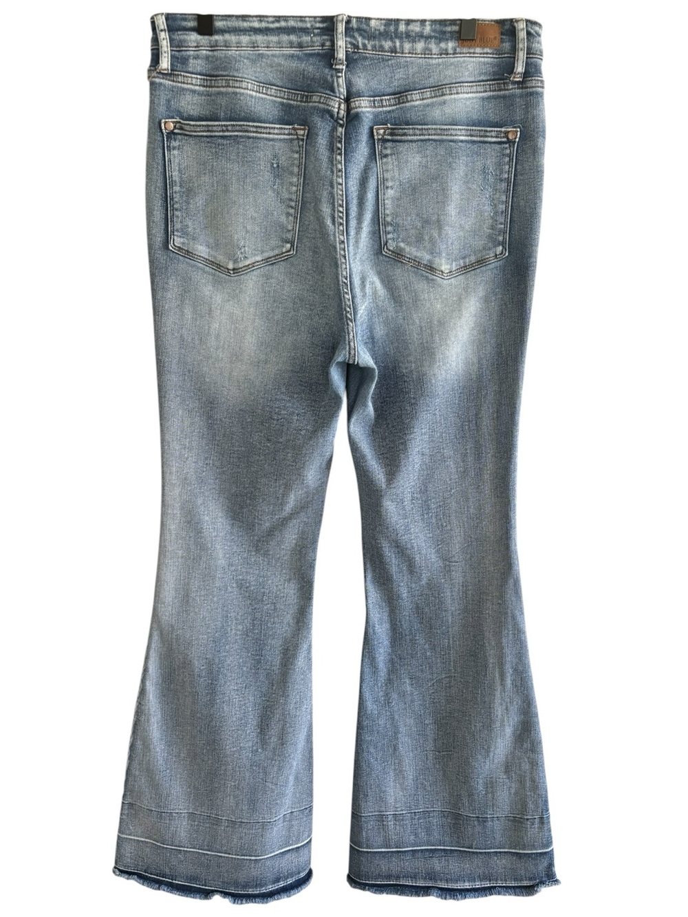 Judy Blue High Rise Flare Denim Jeans Release Hem Retro Boho JB88486 Size 15/32 - Picture 7 of 16